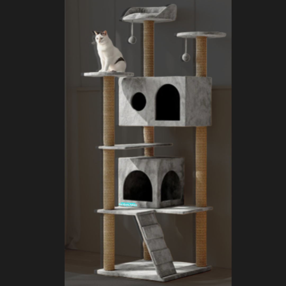 Large Luxury Modern Wood Sisal Cat Tree Tower – Classic Style Nest & Climbing Rack