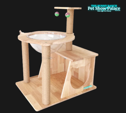 OSCAT Fluffy Cat Climber | 3-Tier Wooden Cat Tree for Play & Nap