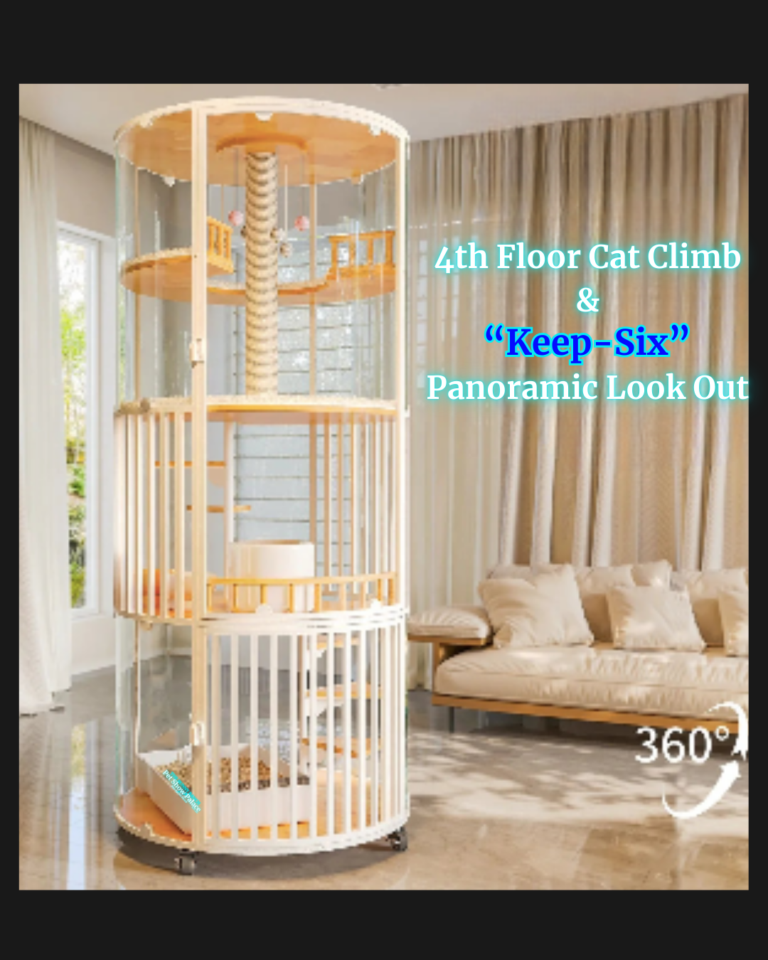 Luxury 360° Cat Villa & "Keep-6" Watch Tower – Ultimate Cat Paradise