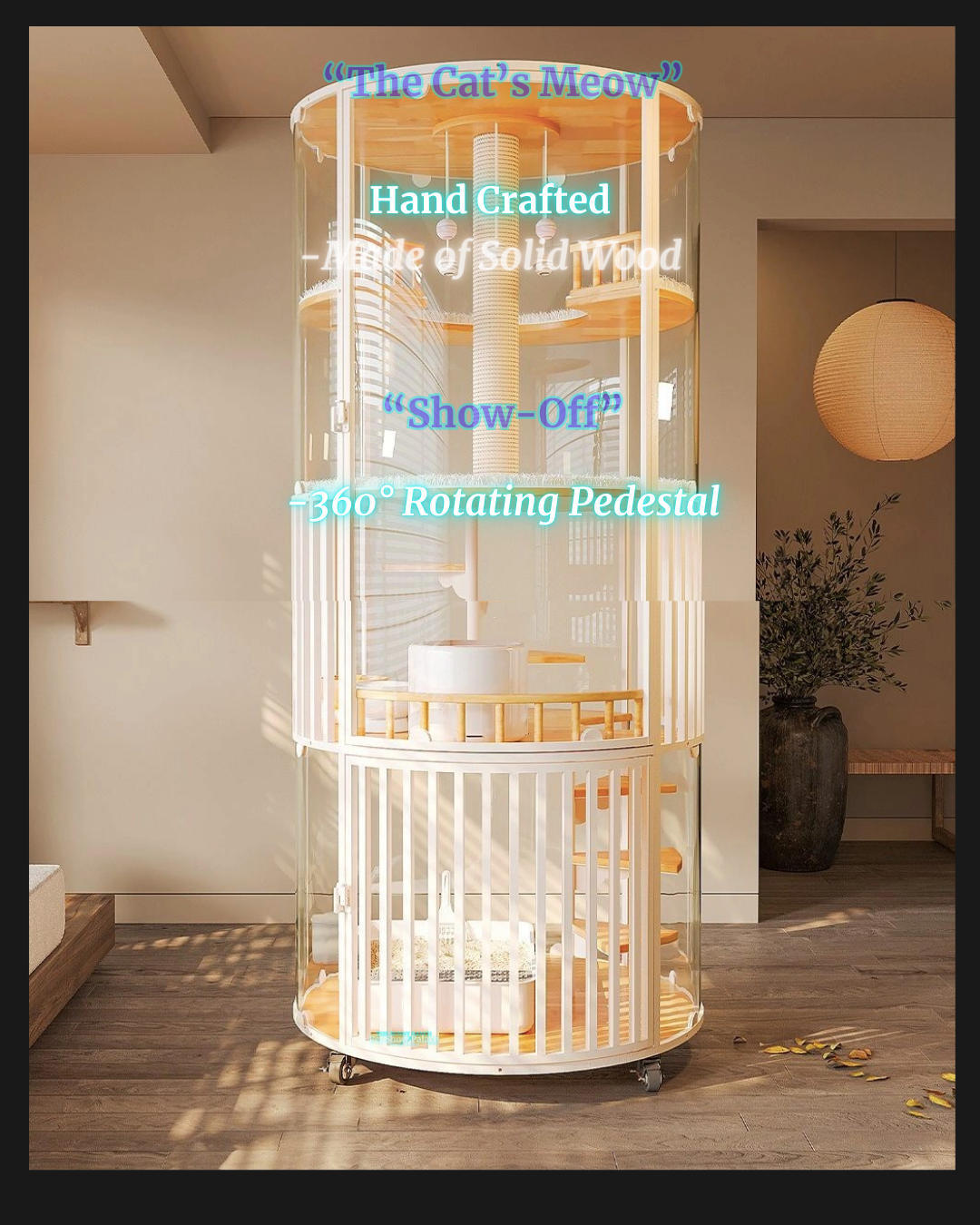Luxury 360° Cat Villa & "Keep-6" Watch Tower – Ultimate Cat Paradise