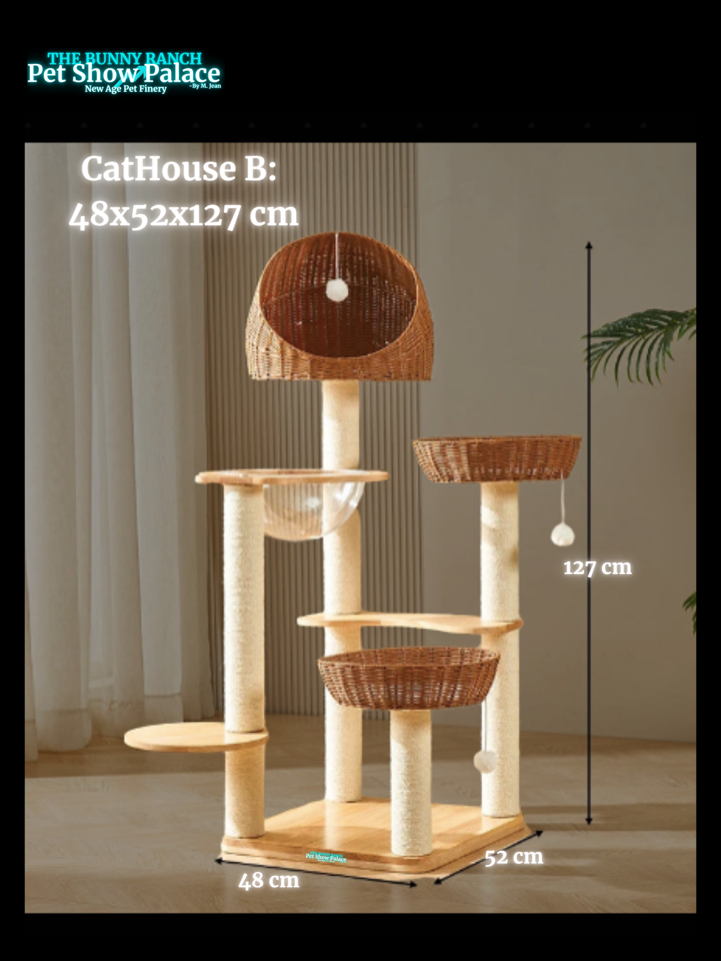 Cat Climbing Detachable and Washable with Cloth Cushion Rattan Cat Tree Scratch Post Jump Platform Weaving Furniture