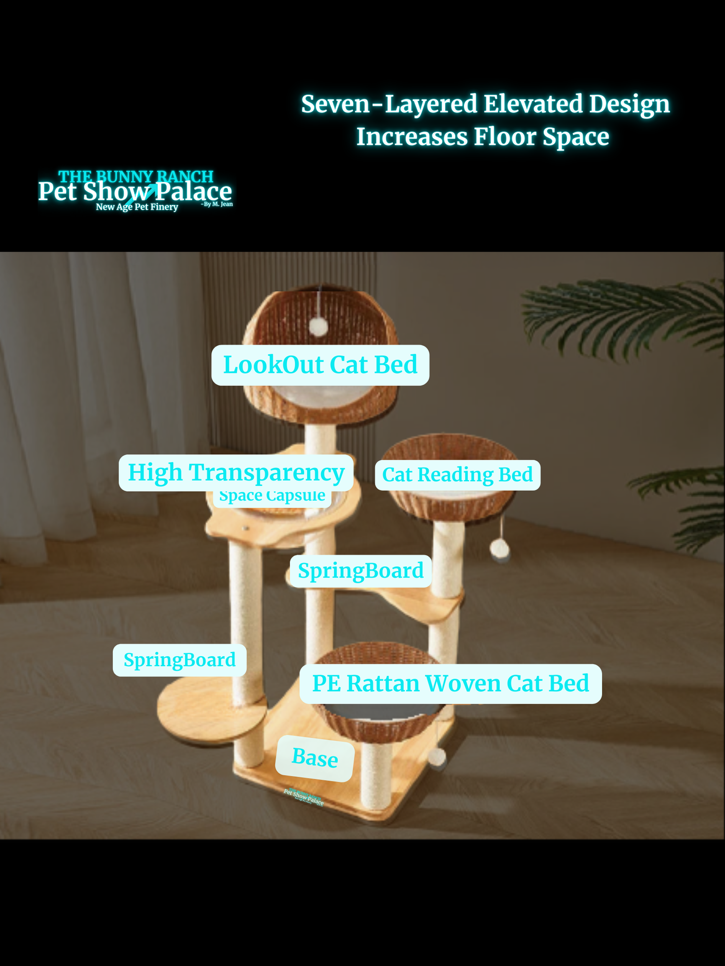 Cat Climbing Detachable and Washable with Cloth Cushion Rattan Cat Tree Scratch Post Jump Platform Weaving Furniture