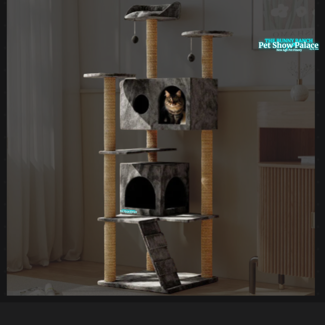 Large Luxury Modern Wood Sisal Cat Tree Tower – Classic Style Nest & Climbing Rack