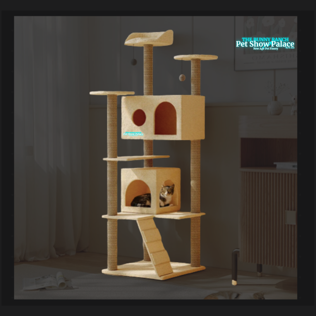 Large Luxury Modern Wood Sisal Cat Tree Tower – Classic Style Nest & Climbing Rack