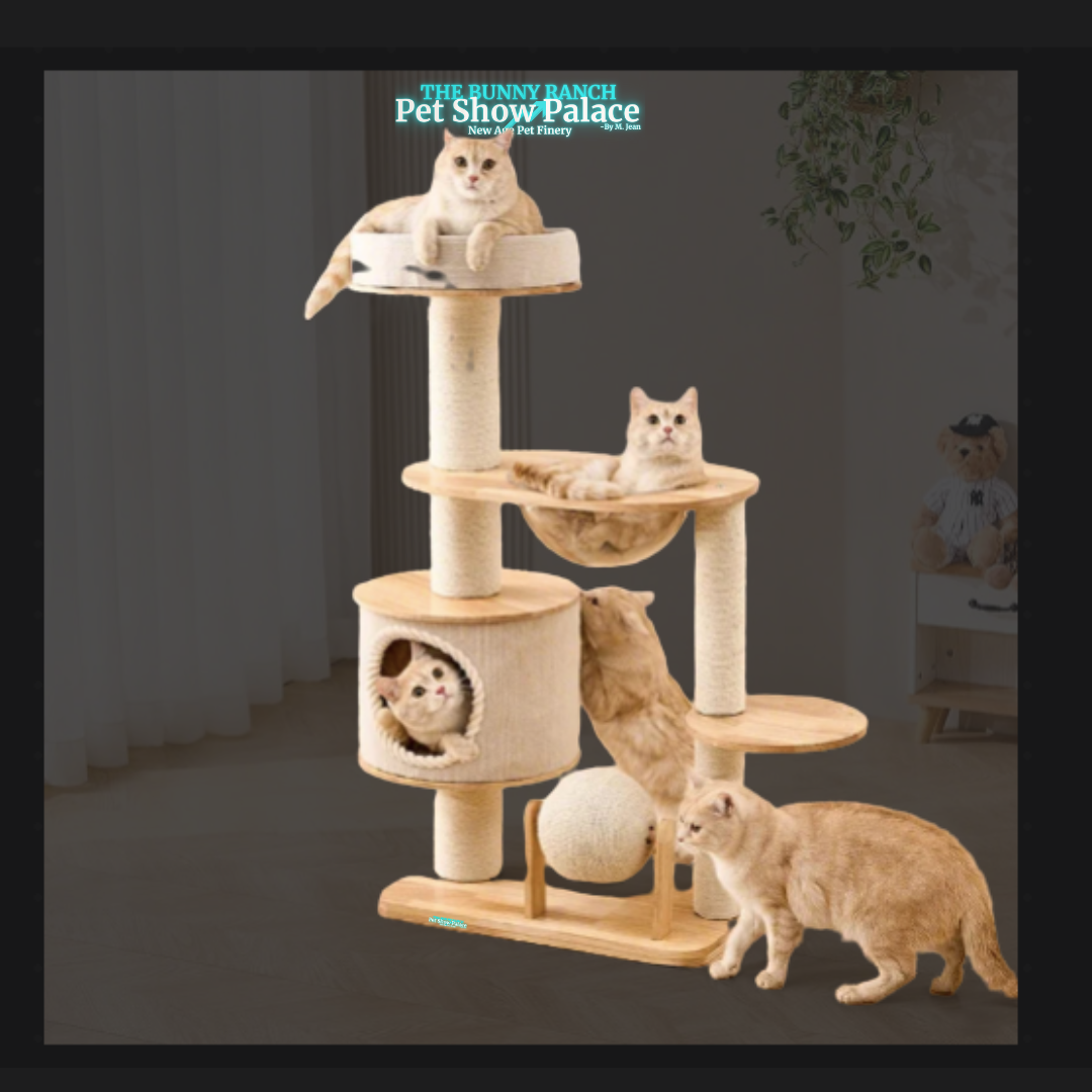 Large Luxury Modern Wood Sisal Cat Tree Tower – Classic Style Nest & Climbing Rack