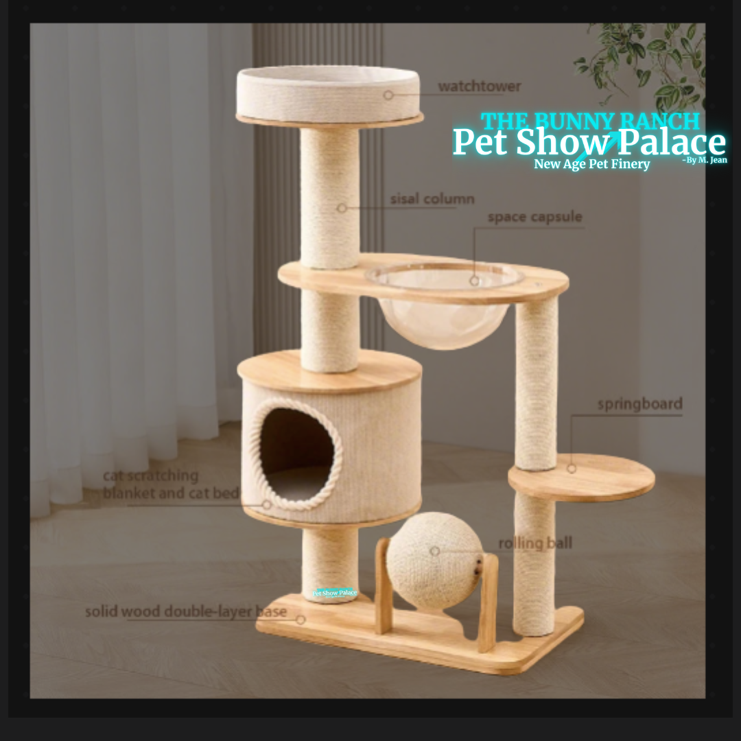 Large Luxury Modern Wood Sisal Cat Tree Tower – Classic Style Nest & Climbing Rack