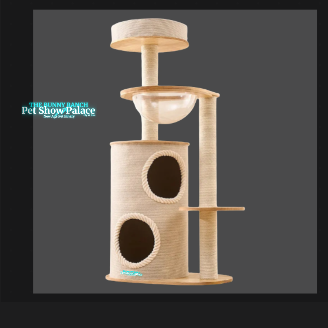 Large Luxury Modern Wood Sisal Cat Tree Tower – Classic Style Nest & Climbing Rack