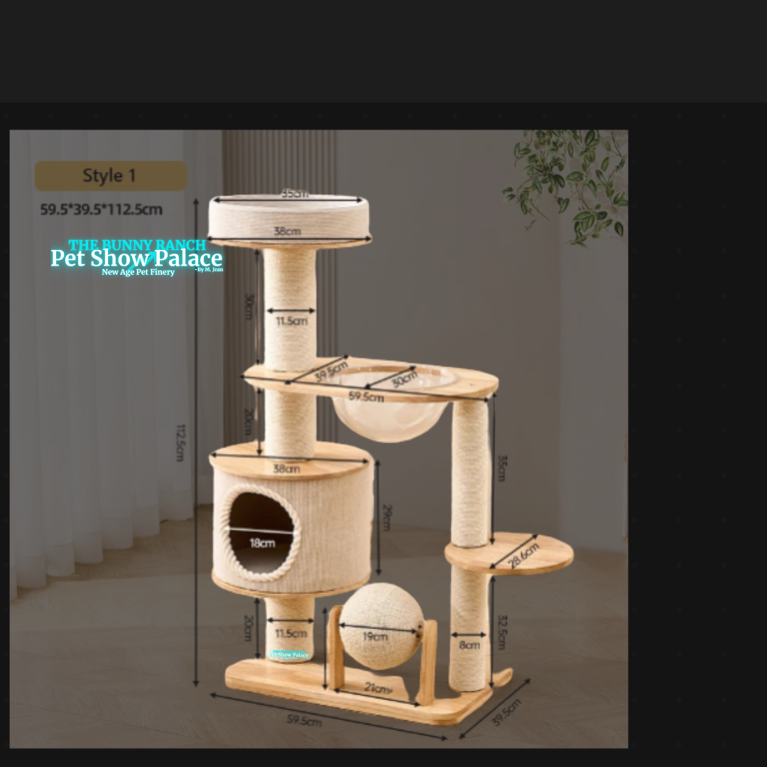 Large Luxury Modern Wood Sisal Cat Tree Tower – Classic Style Nest & Climbing Rack